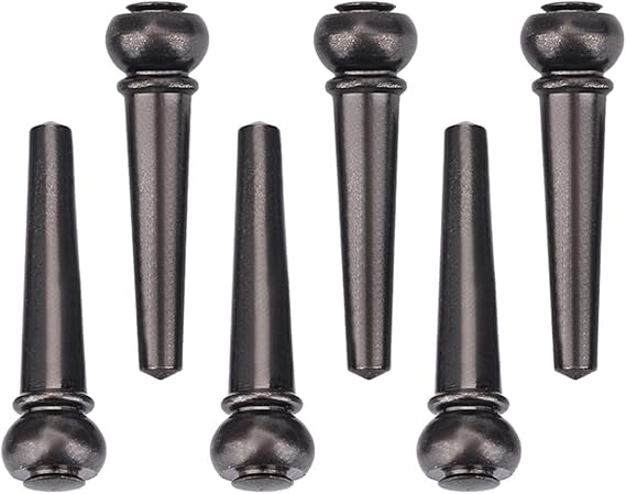6Pcs Guitar Bridge Pins, Brass Pin Acoustic Guitar Strings Nail Pegs (Black) Ebony Bridge Pins 6 Pacoustic Guitar Strings