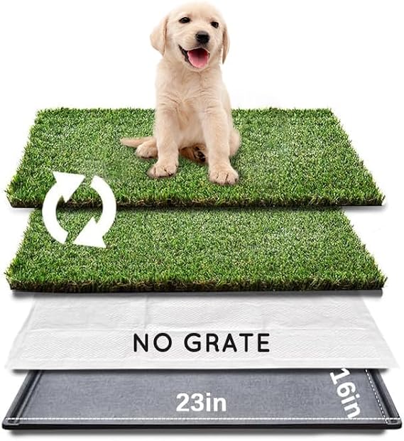 HQ4US 4LEGS Dog Grass Pad with Tray, Dog Litter Box with Artificial Grass