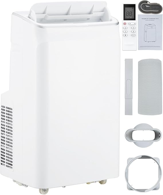 12000 BTU Portable Air Conditioners with Remote Control, 3 in-1 Free Standing Cooling AC Unit with Fan & Dehumidifier, Cools Room up to 500 sq.ft, Auto Swing,Smart Sleep Mode for Bedroom, Indoor Rooms