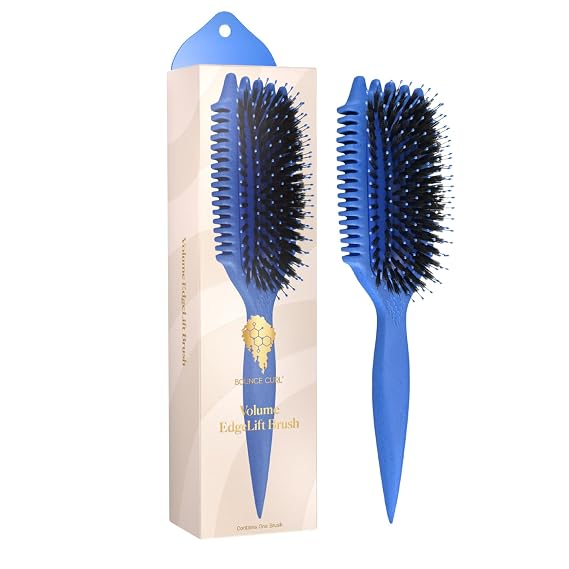 Bounce Curl Volume EdgeLift Brush, 5-In-1 Styling Tool, Defined Curls, Blue