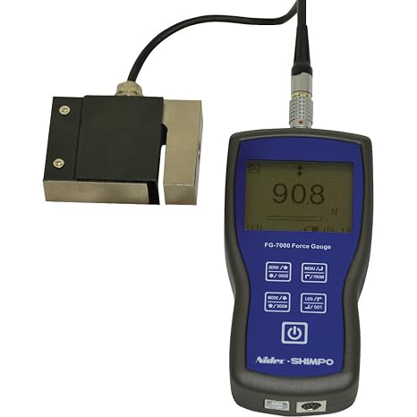 Nidec Shimpo FG-7000L-S-5 Digital Force Gauge, Data-Logging, Remote S-Beam Load Cell, 1100 lb., 5 kN Capacity