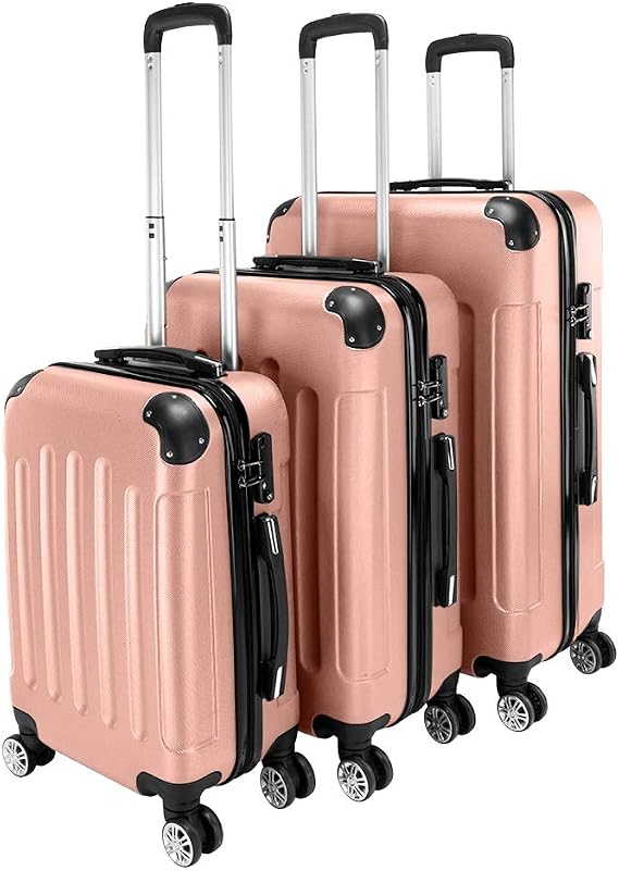 HomVent 3 Piece Luggage Set with Spinner Wheels Suitcase Set with TSA Lock Hard Shell Luggage Suitable for Women,Men,Travel 3 PCS 20 24 28 inch (Rose Gold E)