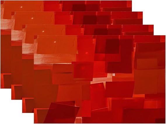 Batmerry Red Orange Placemats, Decor Red Modern Art Textures Woven Burlap Modern Placemats for Dining Table Kitchen Table Round Table Farmhouse Wedding Outdoor Indoor Set of 4