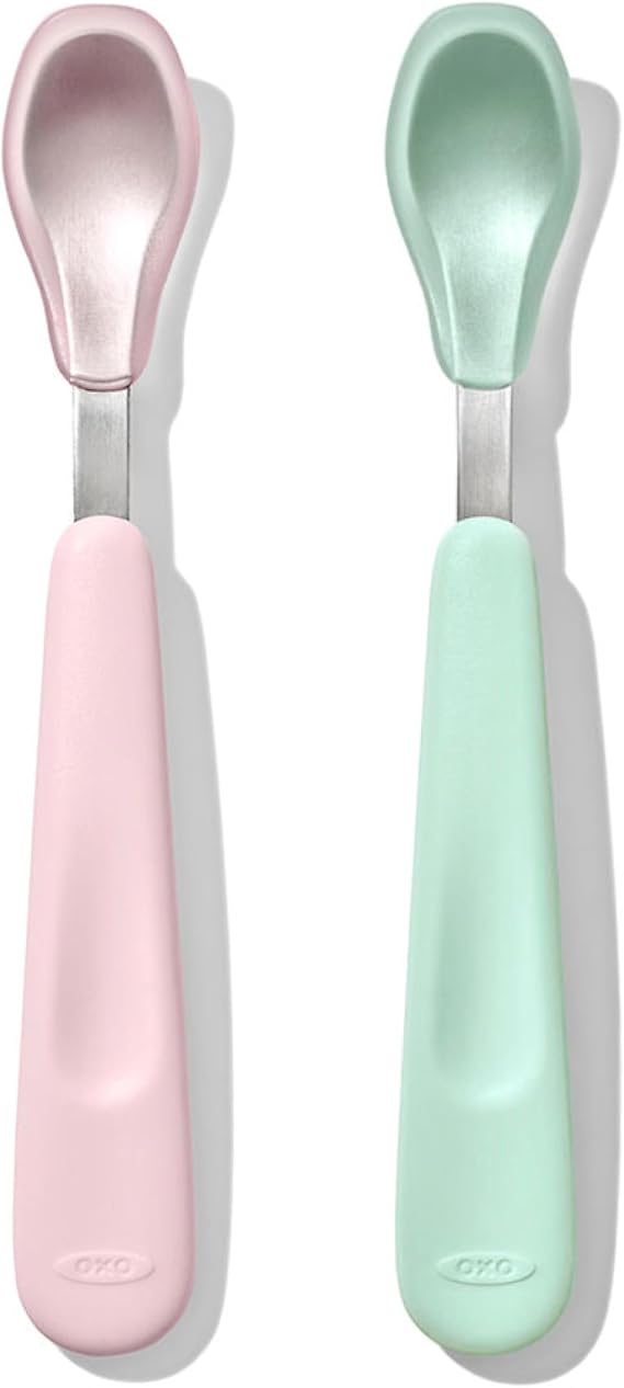 OXO TOT Feeding Spoon Set W Soft Silicone Opal and Blossom