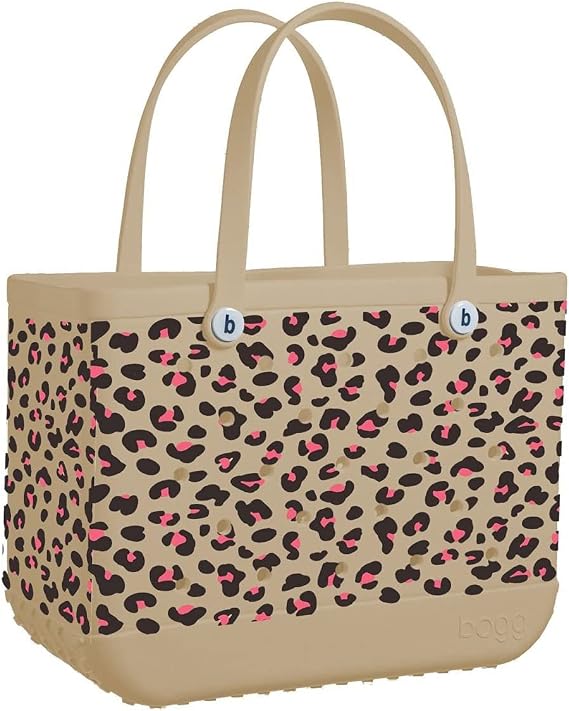 BOGG BAG X Large Waterproof Washable Tip Proof Durable Open Tote Bag for the Beach Boat Pool Sports 19x15x9.5, Leopard Print, XL