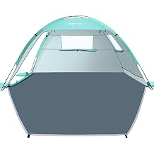 Glymnis Beach Tent Large for 3-4 Person, Portable UV Protection Beach Sun Shelter Lightweight Sun Shade Tent for Beach, Garden, Fishing, Picnic