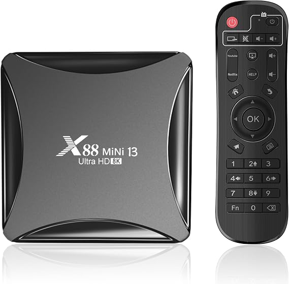 CHROX Android TV Box 13.0, X88 MINI 13 4GB RAM 64GB ROM RK3528 Quad Core 64 Bit CPU, Android Box Dual Wifi 2.4Ghz/5Ghz BT 4.2 USB 3.0 3D 4K Set-Top Box,2gb+ 16gb