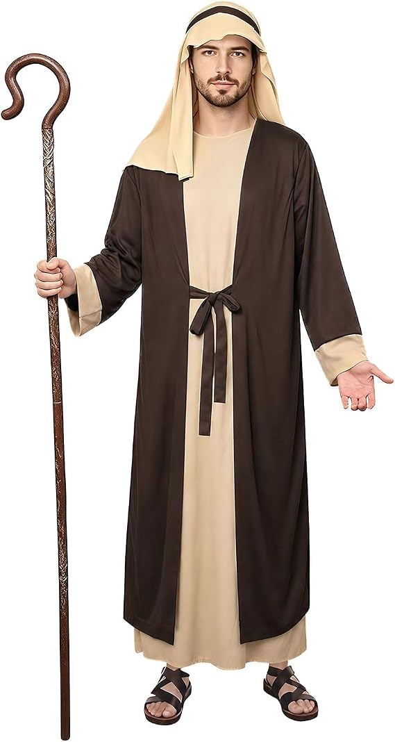 2Pcs Men Shepherd Costume,Halloween Christmas Robe Cosplay.