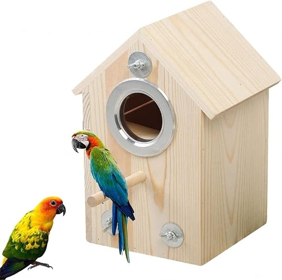 Wood Bird House Parakeet Nest Breeding Box Birdhouse Side Opening Mount Outdoor Incubator Nest Hut Toys forParrot Lovebirds