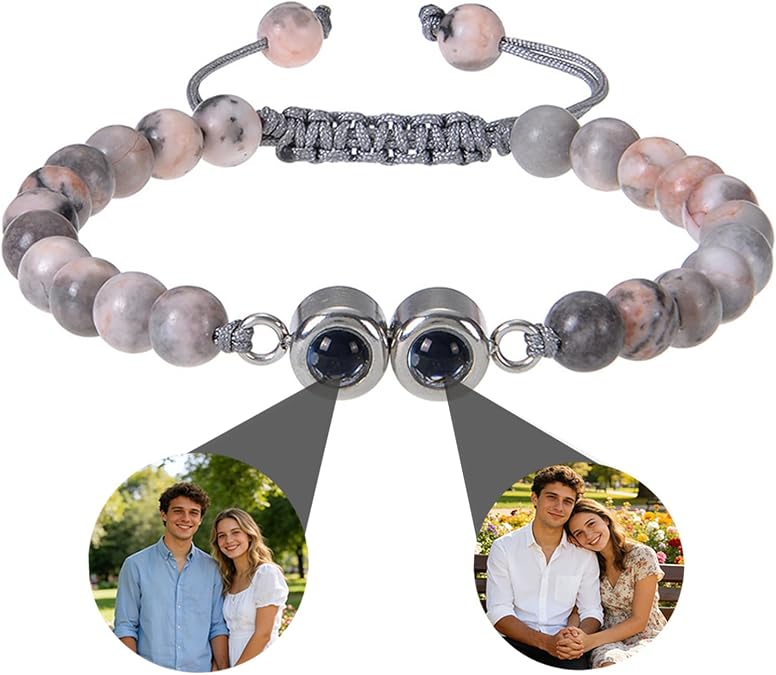 Custom Bracelet with Picture Inside Personalized Projection Bracelets with Photos Memorial Gifts for Couples/Women/Men Mothers Day Fathers Day Birthday Anniversary