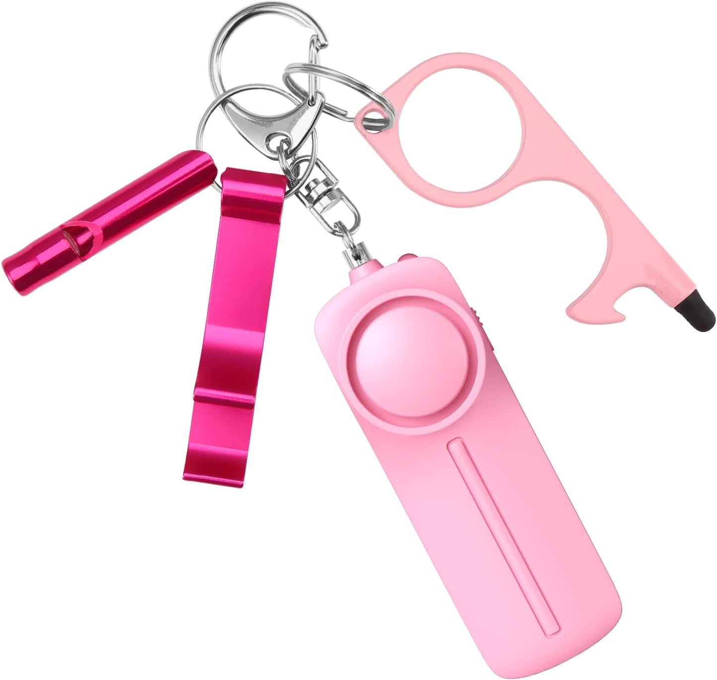 Ankilo Upgraded Safe Sound Personal Alarm 4 Pcs Set, Safety Keychain Accessories for Women, Self Defense Keychain Set with Personal Alarm, Pink