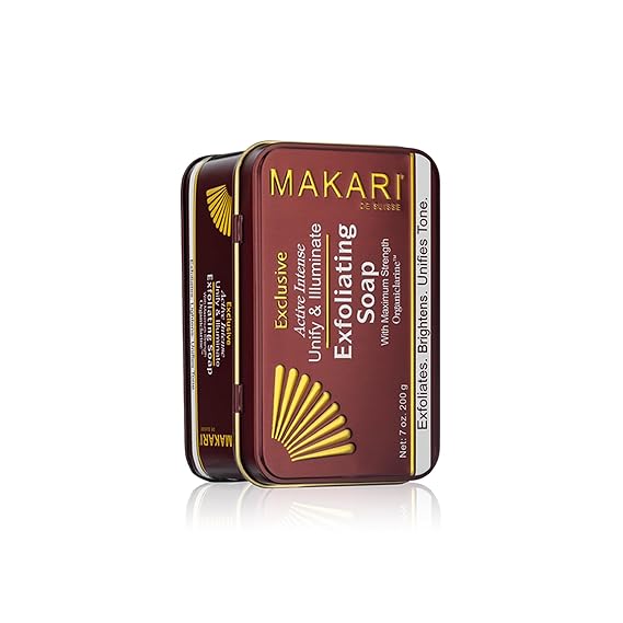 MAKARI Exclusive Active Intense Exfoliating Soap 7oz | Unify & Illuminate | Advanced Brightening Bar for Dark Spots and Blemishes | Exfoliates Dead Skin Cells and Helps Reveal Natural Skin Radiance