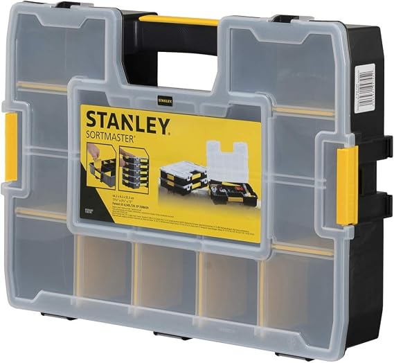 Stanley SortMaster Tool Organiser, Seal-Tight Professional with Removable Compartments, for Small Parts and Storage, 1-94-745