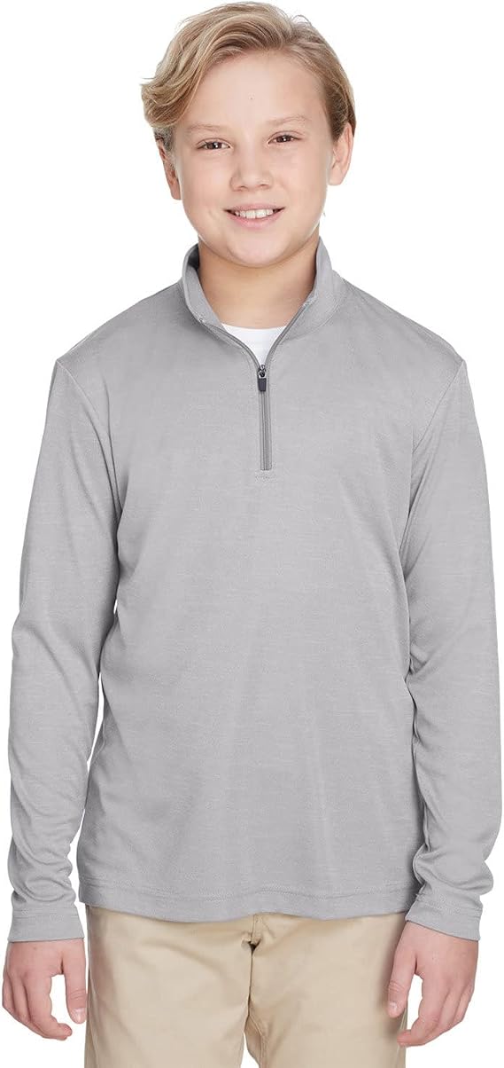 Team 365 Youth Zone Sonic Heather Performance Quarter-Zip L ATHLETIC HEATHER