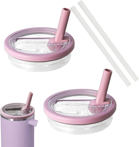 2 PCS Tumbler Flip Straw Lid Replacement Fit for Stanley Cup 40 OZ, Spill Proof Splash Resistant Cup Lid fits for Stanley Quencher Tumbler, Proof Tumbler Covers for Stanley Cup Accessories (purple)