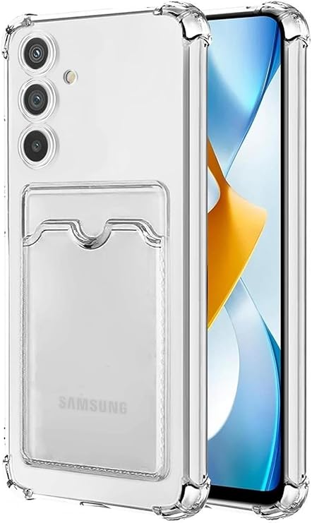Transparent Silicone Case with Shock Absorbing Feature with Samsung Galaxy A55 Cover Camera Protected Card Holder