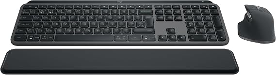 Logitech MX Keys S COMBO - Performance Wireless Keyboard and Mouse with Palm Rest, Customisable Illumination, Fast Scrolling, Bluetooth, USB C, Windows, Linux, Chrome, Mac, QWERTY UK Layout - Graphite