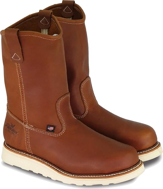 Thorogood American Heritage 11 Soft Toe Wellington Boots for Men Made from Premium Leather Featuring Slip-Resistant Wedge Outsole and Comfort Insole; EH Rated