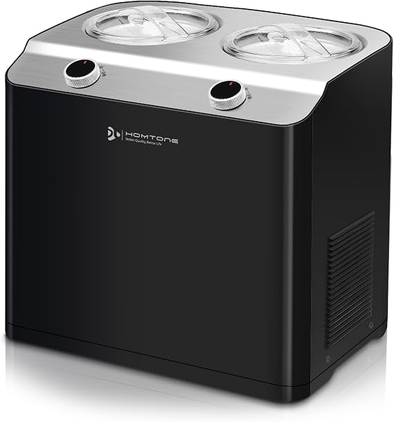 Homtone 2 Flavor Ice Cream Maker with 2 Bowls, 2.6QT (2 x 1.3 QT) Capacity