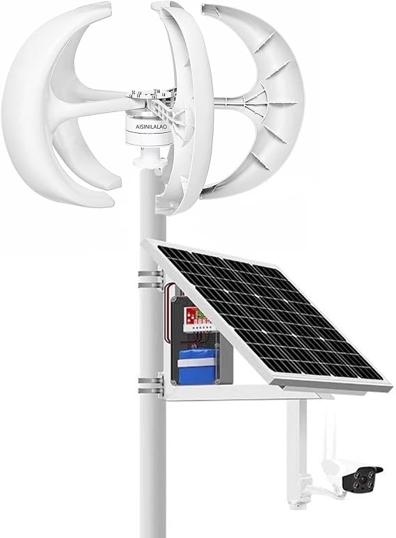 Vertical Wind Power Turbine Generator, 12000W 12V24V48V Breeze Start Wind-Solar Complementary +Magnetic Levitation Axis Wind Turbine Generator Power,White