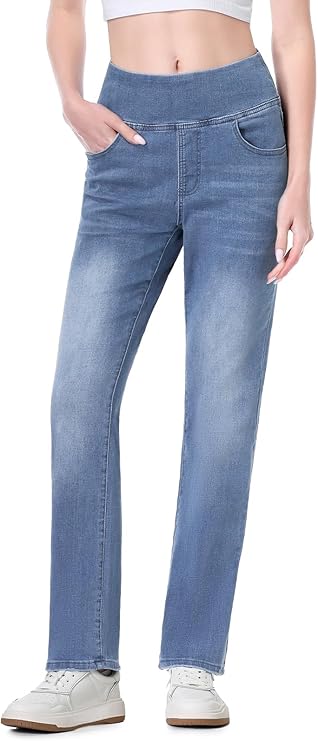 Pull on Jeans for Women, High Waisted Stretchy Trendy Straight Bootcut Tapered Denim Jeggings