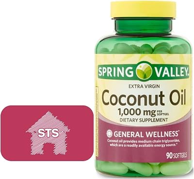 Spring Valley Extra Virgin Coconut Oil, Softgel Capsule, 1,000 mg, 90 Count  STS Sticker.