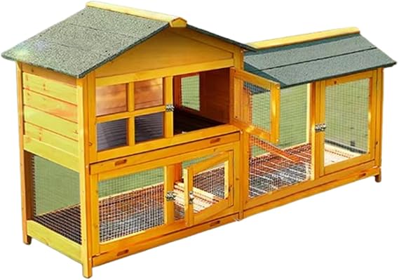 Chicken Coop, Wooden Chicken Hutch, Asphalt Roof, Removable Tray, Ramp, with Nesting Box, Run, Chicken Cage, Hen House for Outdoor, Backyard