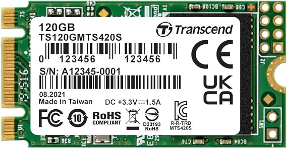 Transcend 120GB MTS420S M.2 SATA III 2242 SSD, SLC Cache, B+M Key | Not Compatible with NVMe Slots, Internal Solid State Drive, LDPC Error Correction ECC for Laptop, Desktop
