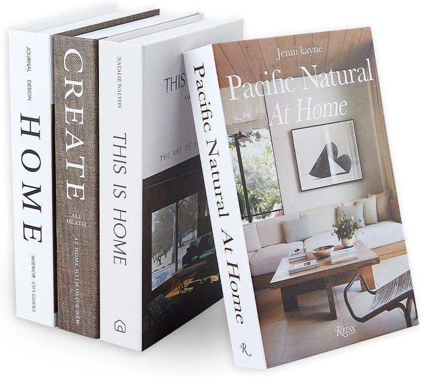 DICOSMETIC Pack of 4 Decorative Books Foldable Faux Books Coffee Table Books Decorative Coffee Table Books with Hidden Storage Space for Living Room Shelf 26.7 x 17 x 4.4 cm