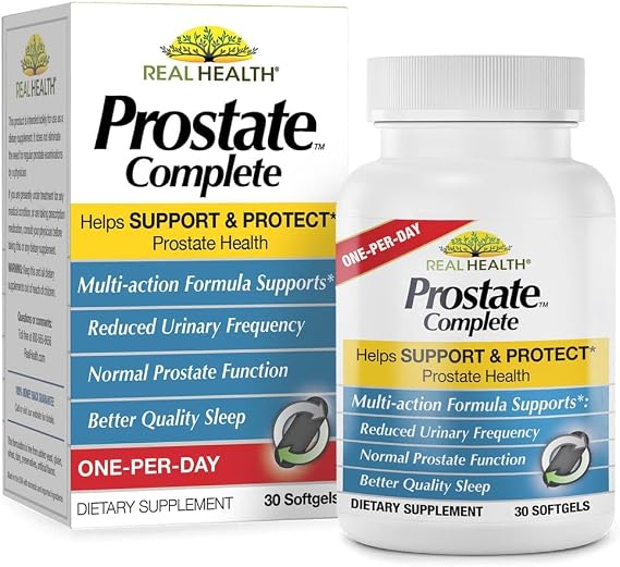 Real Health Prostate Complete, Saw Palmetto Formula - 30 Count | Prostate Health Supplements for Men, Formula for Healthy Bladder and Urinary Support, with Lycopene, Resveratrol, Selenium