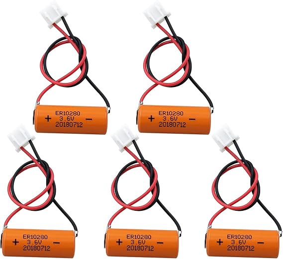 5 Pack ER10280 3.6V 450mAh Lithium Battery ER10 / 28 Cell Battery for FX2NC-32BL with Plug
