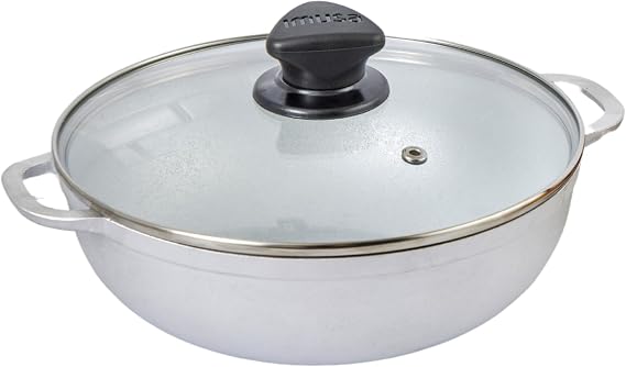 IMUSA 7 Qt Cast Aluminum Caldero Dutch Oven with Glass Lid