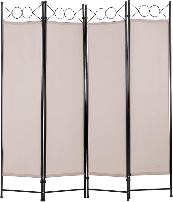 FDW 4-Panel Folding Room Divider | 6ft, Tan | Light & Portable