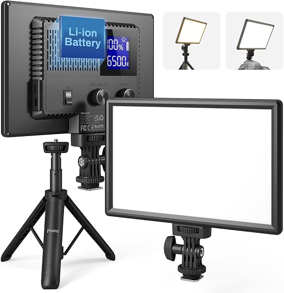 RALENO 9" LED Video Light, 2500K-6500K Camera Light with Desk Stand