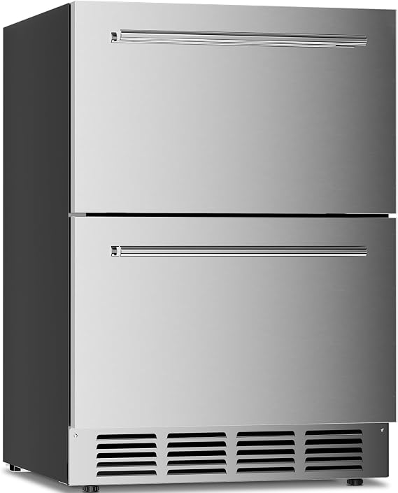 Antarctic Star 4.9 Cu. Ft. Under Counter Drawer Refrigerator, Built-in Fridge for Home and Commercial Use, Stainless Steel Door, Fast Cooling, Low Noise
