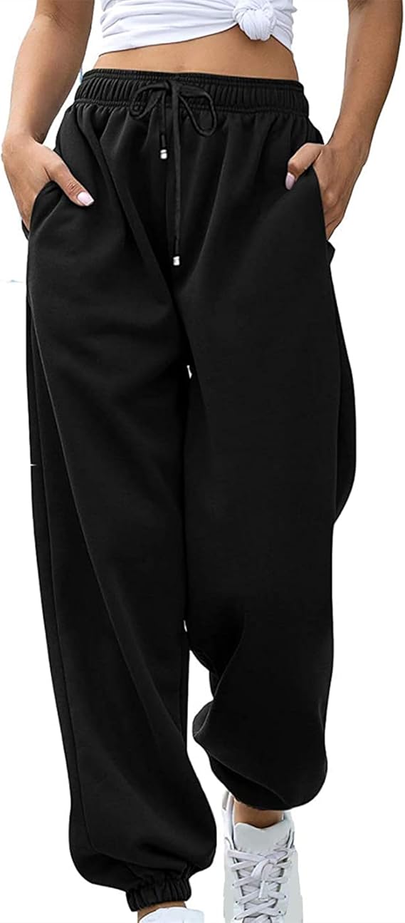 Sweatpants for Teen Girls Baggy High Waisted Cinch Bottom Sweatpants Yoga Workout Joggers Cute Sweats Pants with Pockets