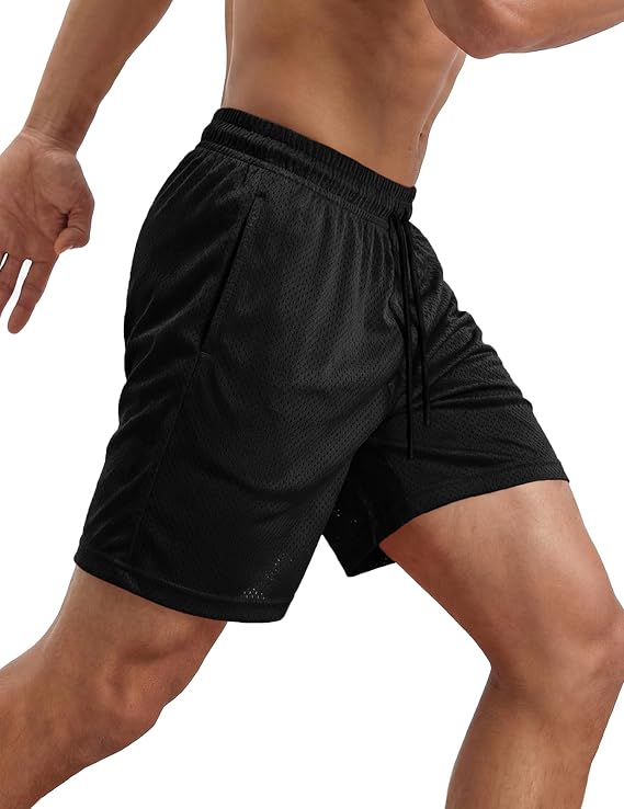 Muscle Cmdr Men's 7" Athletic Mesh Shorts Without Liner See Through Lounge Shorts Athletic Breathable with Pockets