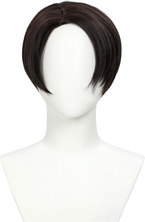 Micotaku 進撃の巨人 公式ライセンス Levi コスプレ ウィッグ ショート ストレート ブラック ウィッグ
