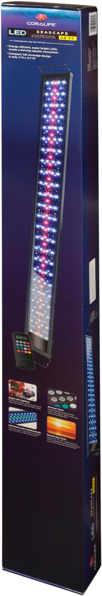 Coralife Seascape LED Fish Tank Light with Remote Control, 48"-54"