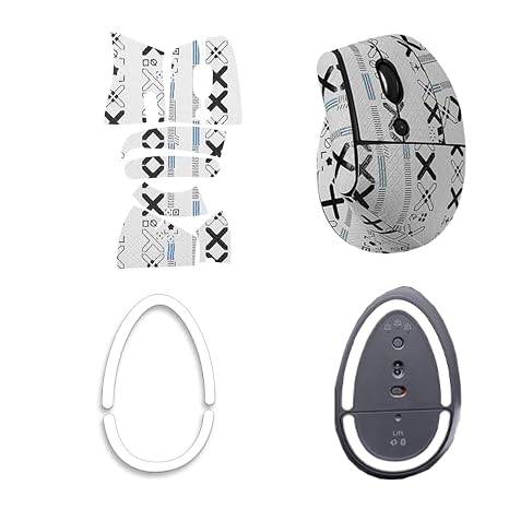 NOUKAJU Mouse Grip Tape for Logitech Lift, Rounded Curved Edges Mouse Feet Skates,Self-Adhesive PreCut Sweat-Resistant Professional Mice Upgrade Kit(Foot pad + White Mouse Grip Tape)