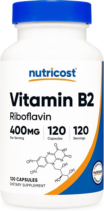 Nutricost Vitamin B2 (Riboflavin) 400mg, 120 Capsules, Gluten Free