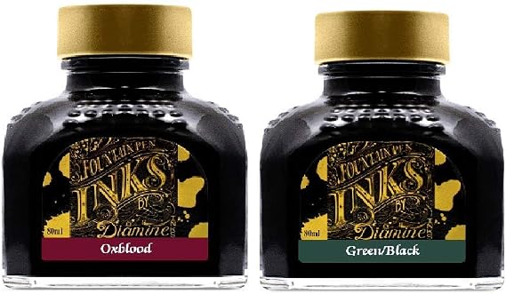 Diamine - 80ml Fountain Pen Ink 2 Pack - Oxblood & Green Black