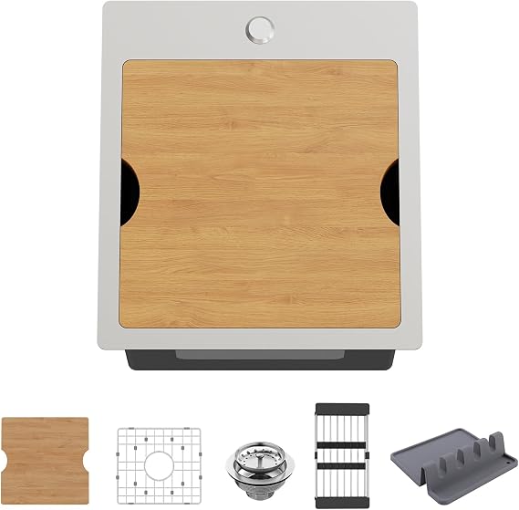 15x17 Inch Kitchen Sink Workstation,Drop-in,Stainless Steel