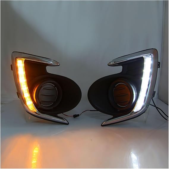 LED DRL Daytime Running Light Front Fog Lamp with Turn Signal Assembly Accessories Compatible With Mitsubishi Mirage G4 2017 2018 2019, White