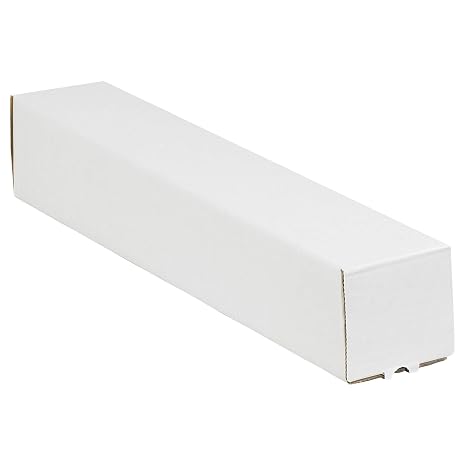Aviditi Square Corrugated Cardboard Mailing Tubes, 2" x 2" x 37", White, Pack of 50, for Shipping, Storing, Mailing, and Protecting Documents, Blueprints and Posters.