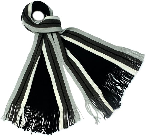 Dahlia Mens Winter Scarf - Synthetic Wool, Extra Long & Warm, Striped Knit