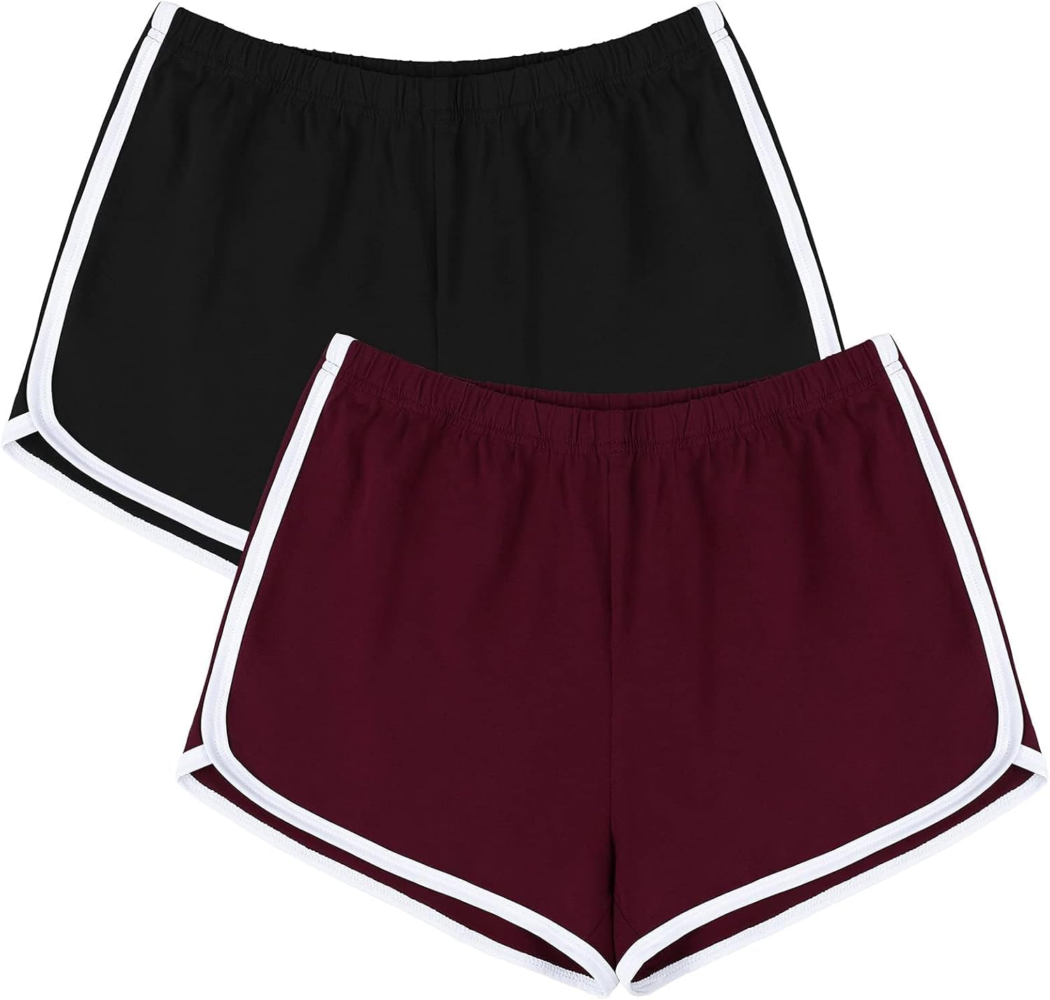 URATOT Womens Cotton Gym Yoga Summer Running Active Dance Elastic Shorts, Pack of 2