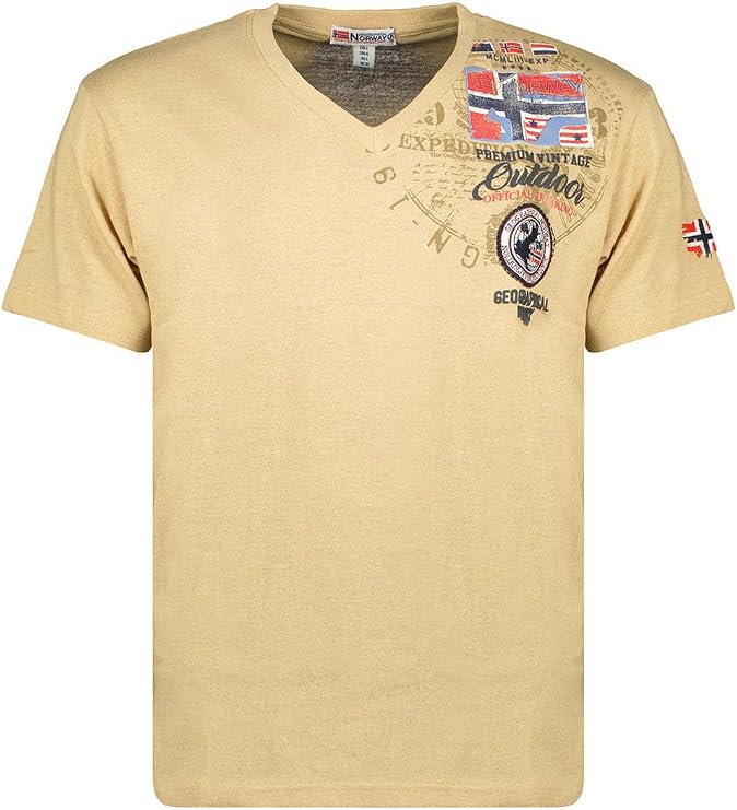 Geographical Norway JOTHAM Beige Men's T-Shirt Short Sleeve, beige, L