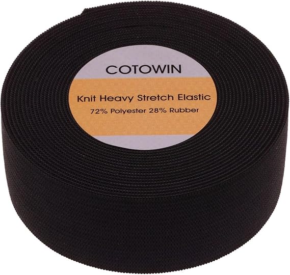 COTOWIN 1 1/4-Inch by 48-Yard Black Heavy Stretch Knit Elastic