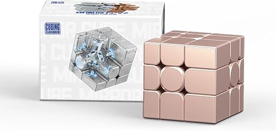 Moyu Mirror Cube 3x3 Speedcube Magnetic Stickerless, 3D Puzzle Cube Toy for Beginners and Advanced Users(Ball Core Maglev Version - Rose Gold)